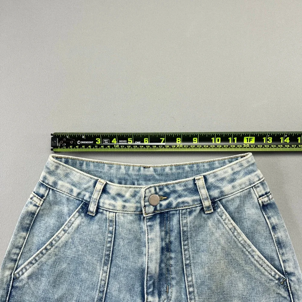 NVFelix Jeans Womens XS Blue Denim Cotton Mid Rise Cargo Pockets Straight Leg